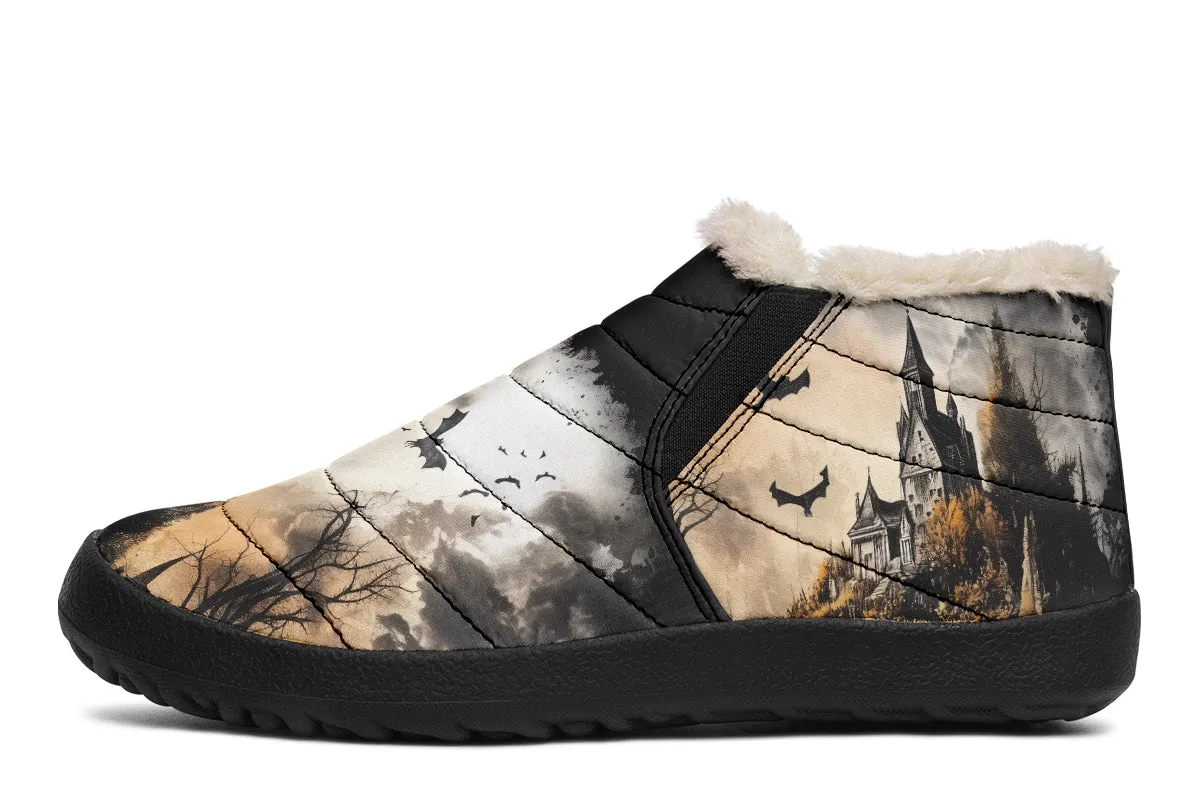 Vampire Mansion Winter Sneakers - Warm & Easy Slip-On Shoes Lined with Vegan Wool with Anti-Slip Soles