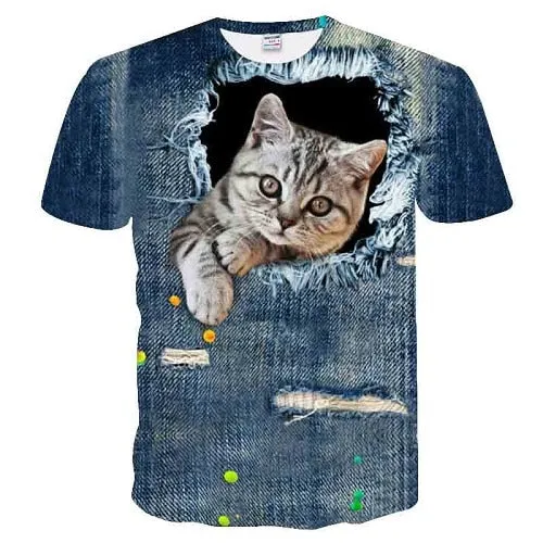 white cat Print t shirt Women tshirt Casual