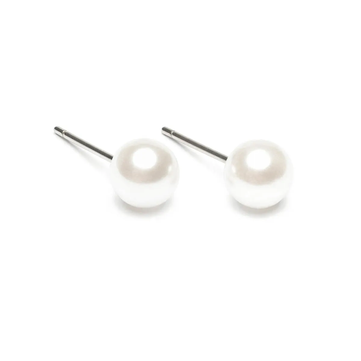 White Pearl 6mm Stud Earrings